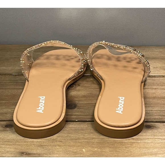 Abound Women's Ivana Slide Sandals Size 11 Clear with Gold Studs Flats - Picture 7 of 14